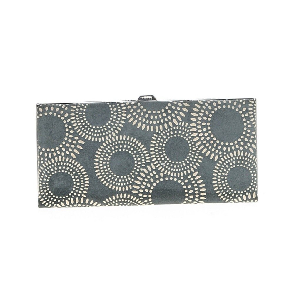 Lodis Black and White Clutch with Circular Pattern